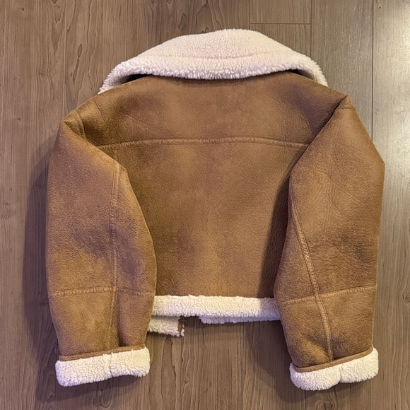 Mango Brown Bomber Jacket with White Trim - Picture 8 of 10